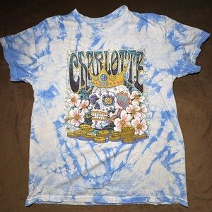 Charlotte FC Graphic Tee – Blue Tie Dye Skull Crown Size: Large